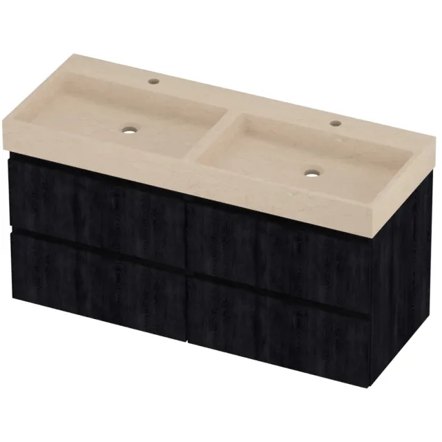 Proline Evoli Badmeubelset Hardsteen Loft 4 Laden 120x46x62 cm Sand Stone Charcoal Oak Eiken