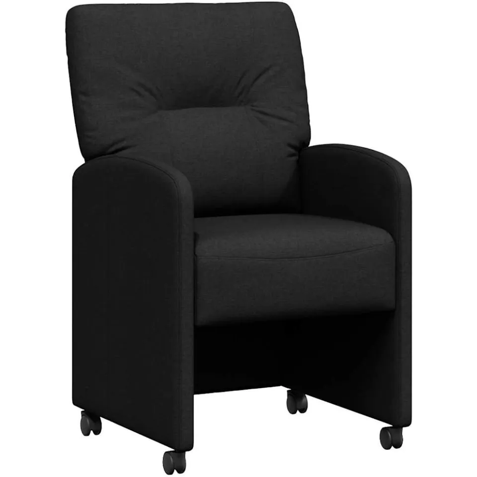vidaXL Eetkamerstoelen met Wieltjes 2 st Stof Zwart 57 x 67 x 95 cm
