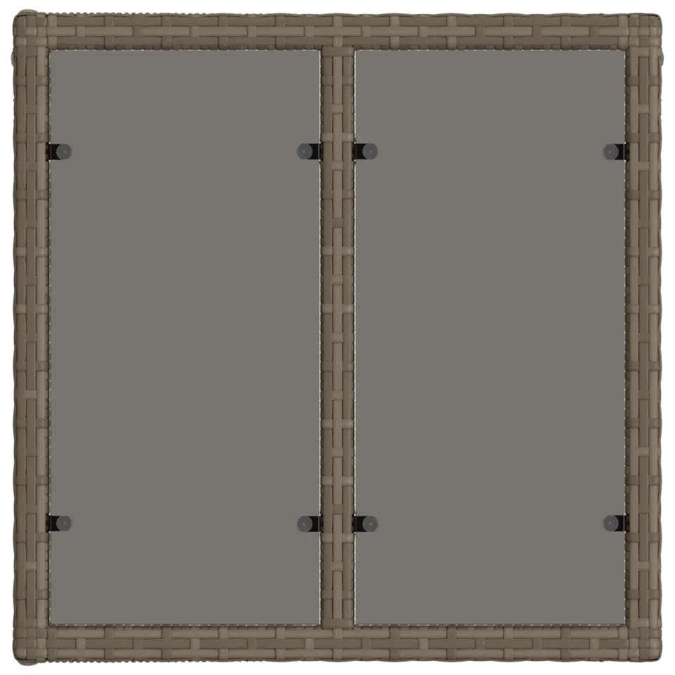 vidaXL Tuinstafel Grijs en zwart 55 x 55 x 37 cm PE Rattan en Glas, foto 4