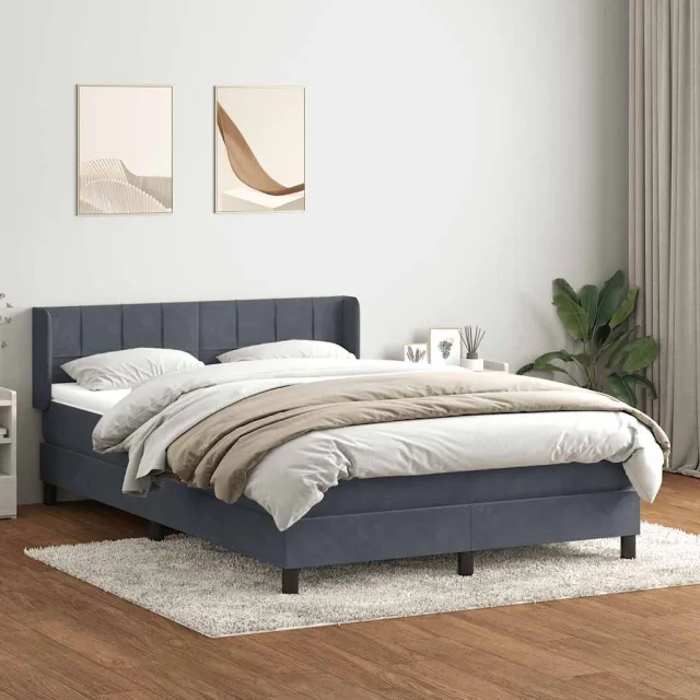 vidaXL Boxspring met matras fluweel donkergrijs 160x210 cm grijs