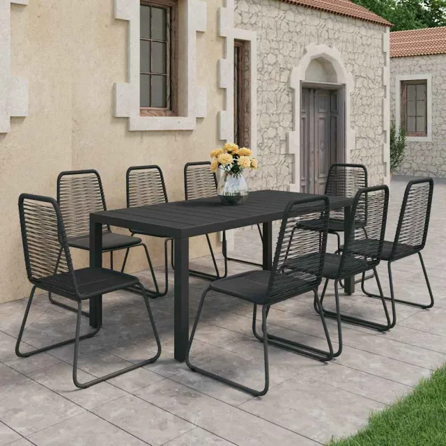 vidaXL 9-delige Tuinset PVC-rattan zwart, foto 2