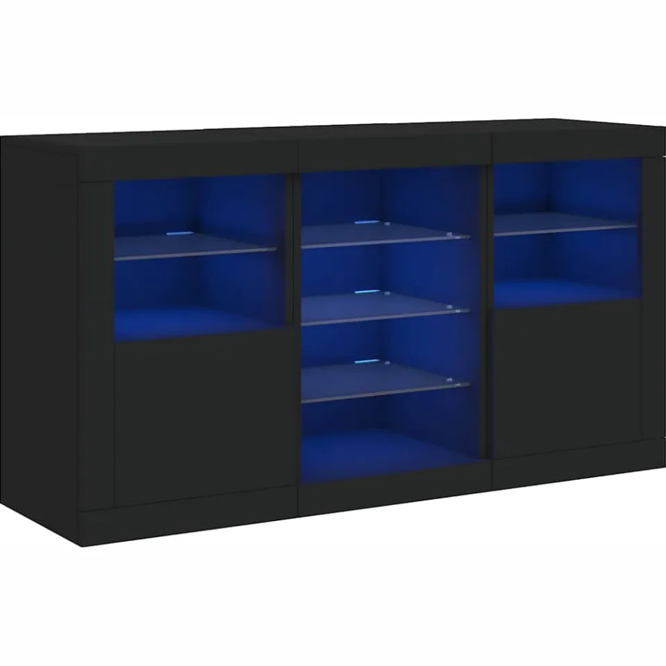 vidaXL Dressoir met LED-verlichting 123x37x67 cm zwart, foto 3
