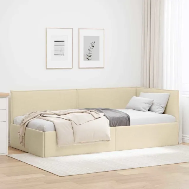 vidaXL Hoekbedframe Crème 100 x 200 cm Stof