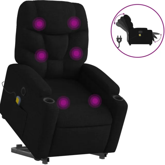 vidaXL Sta-op-massagestoel - elektrisch - verstelbaar - stof - zwart