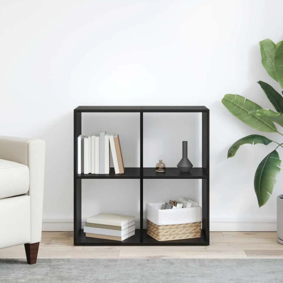 vidaXL Boekenkast 4-laags 69,5 x 29 x 69,5 cm Bewerkt hout Zwart Eiken, foto 3
