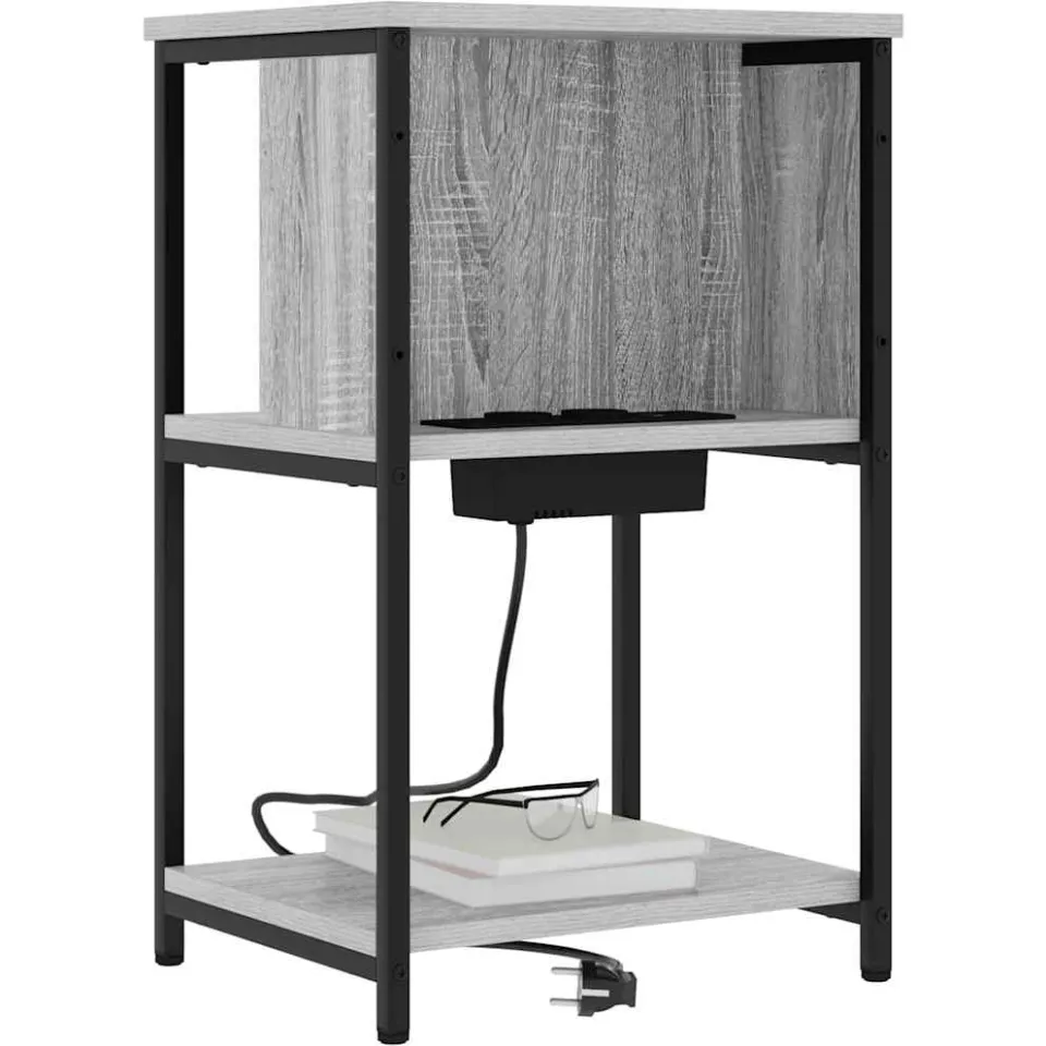 vidaXL Nachtkastje Grijs Sonoma 38 x 31 x 61 cm Bewerkt hout
