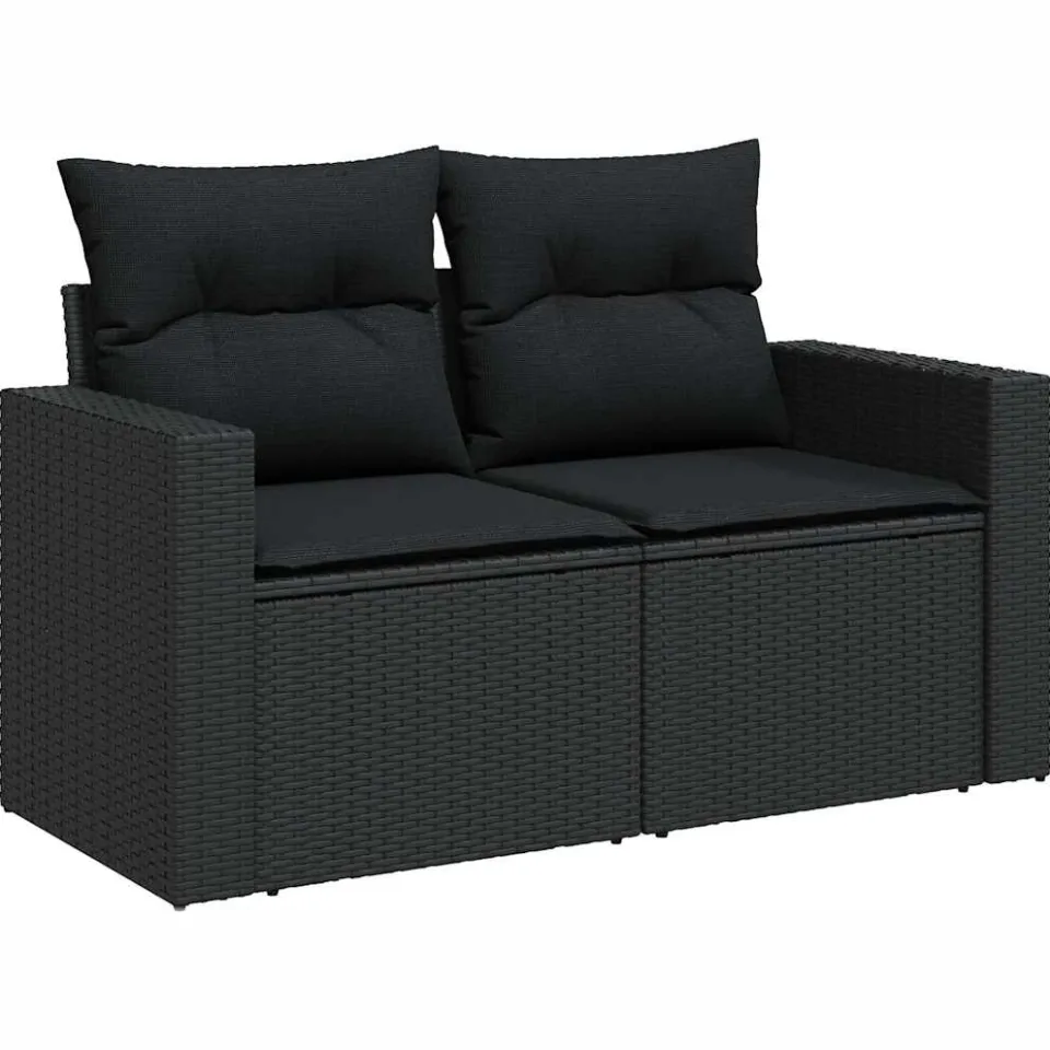 vidaXL 8-delige Loungeset met kussens poly rattan zwart, foto 4