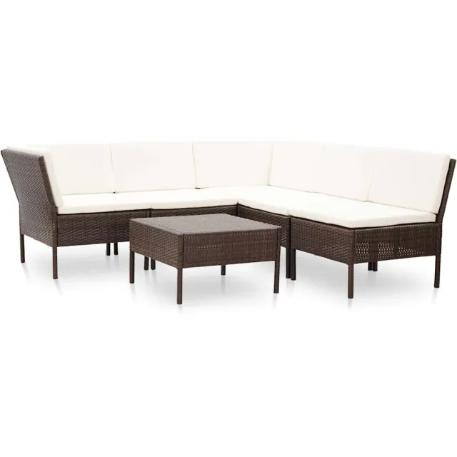 vidaXL 6-delige Loungeset met kussens poly rattan bruin, foto 2