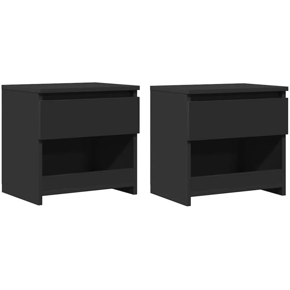 vidaXL Nachtkastjes 2 st 40x30x39 cm bewerkt hout zwart, foto 3