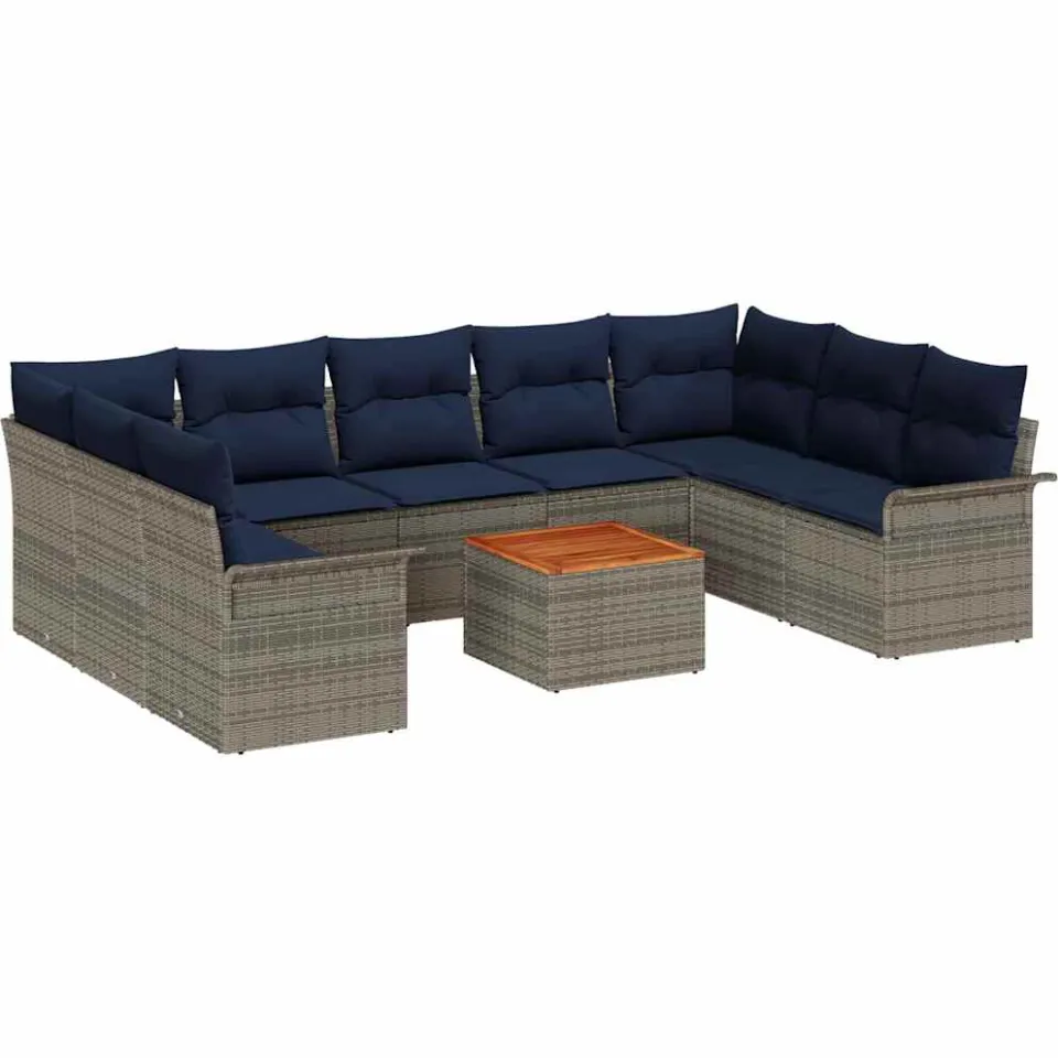 vidaXL Tuinbankenset 10 st Grijs poly rattan