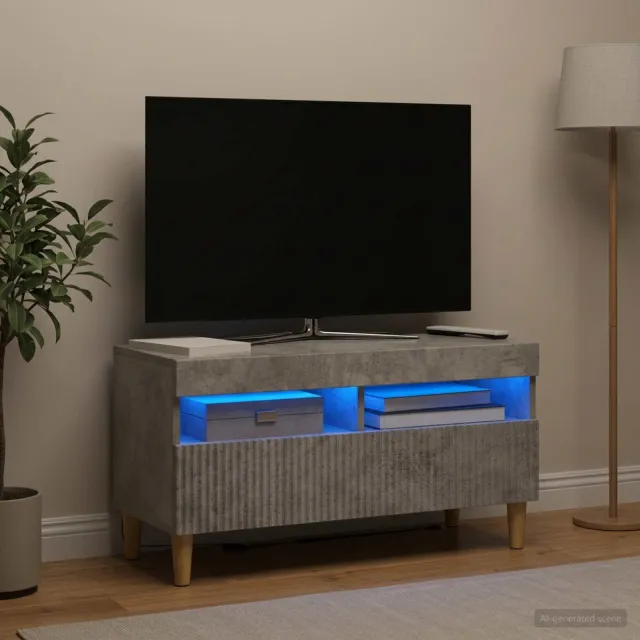 vidaXL LED tv-meubel ARNHEM 81 x 35 x 43 cm Betongrijs Bewerkt hout