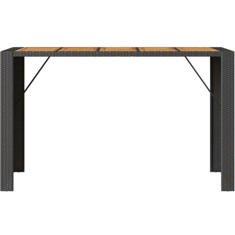 vidaXL Tuinbartafel acaciahouten blad 185x80x110 cm poly rattan zwart