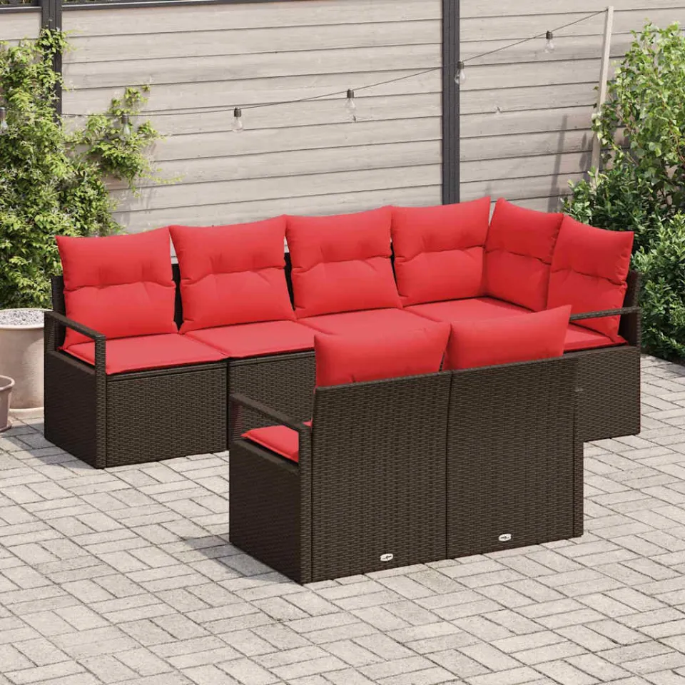 vidaXL Bankstel 7 st Bruin poly rattan, foto 3