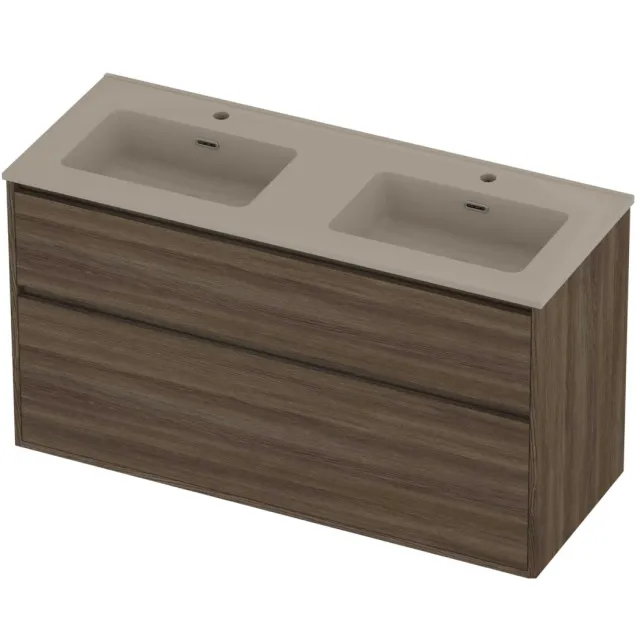 Proline Tribute Badmeubelset Porselein Elegant 2 Gaten 120x46x67 cm Mat Crème Cotton Vital Oak Eiken