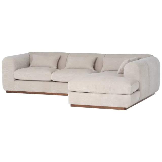 WOOOD Brenvo Hoekbank Rechts - Structure Velvet - Zand - 73x306x178