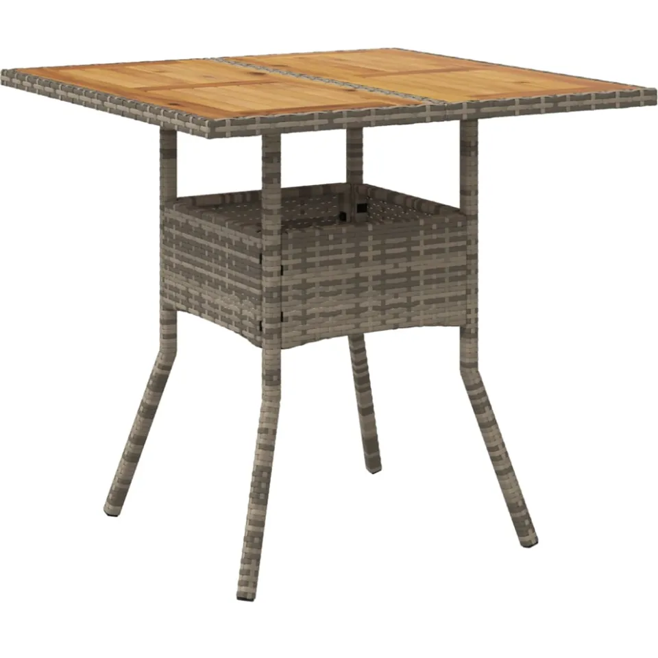 vidaXL 3-delige Tuinset met kussens poly rattan en acaciahout grijs, foto 4