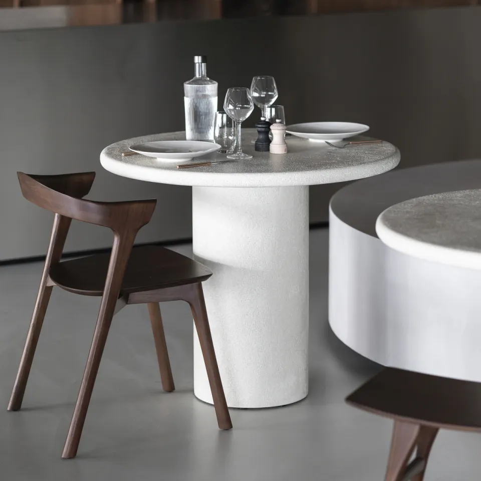 Ethnicraft Ronde Bistrotafel 'Elements' Microcement, 90cm, kleur Off White, foto 3