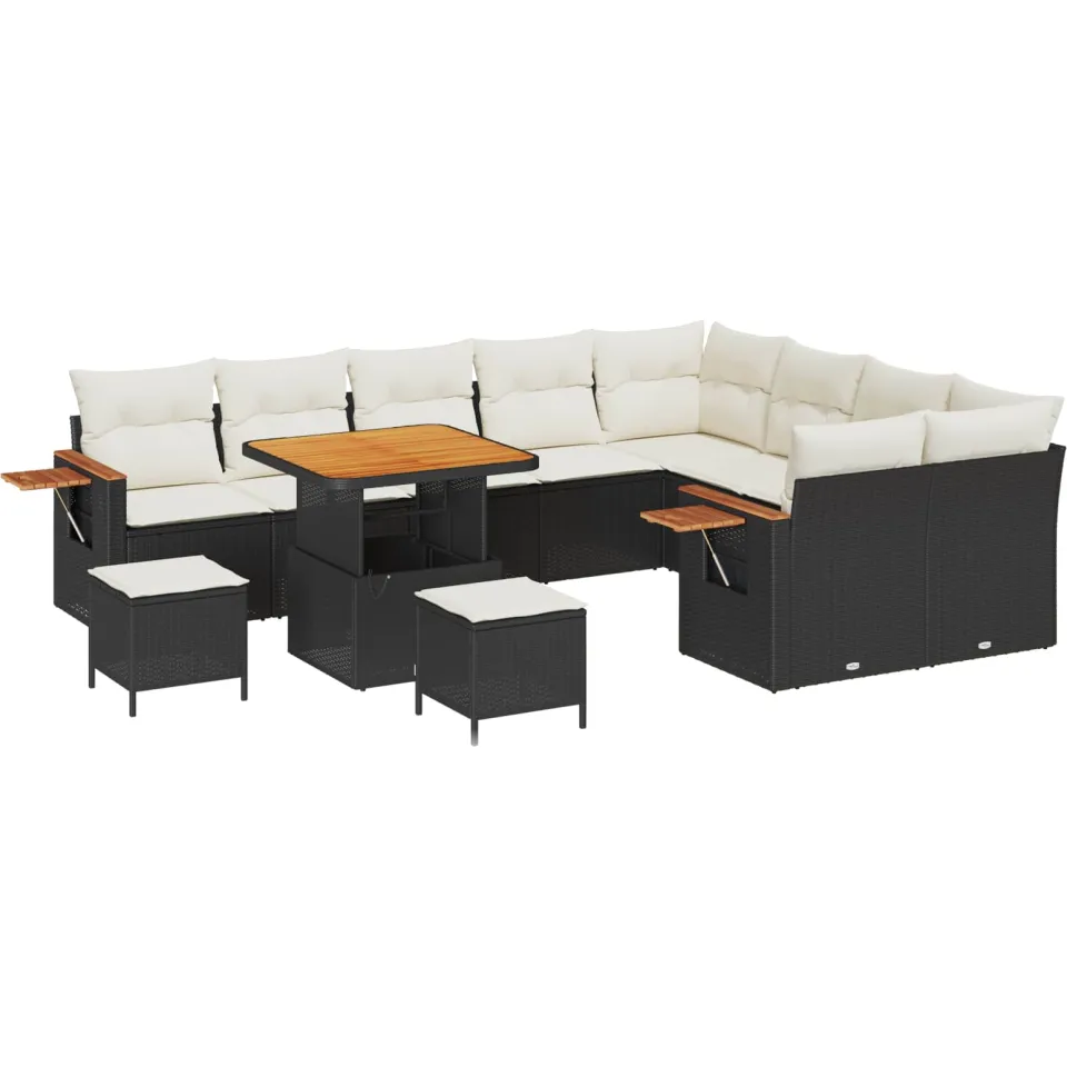 vidaXL Tuinbankenset 12 st Zwart poly rattan