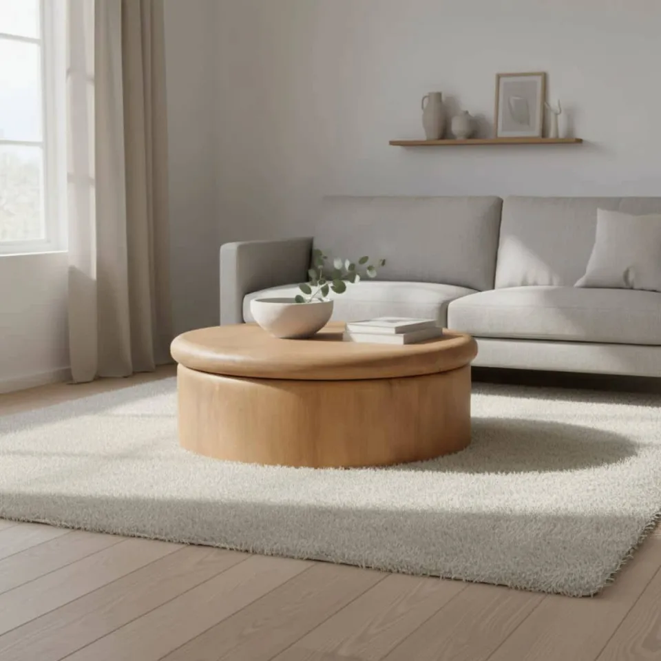 Giga Meubel Salontafel Rota - Rond Naturel Mangohout - 90x90x31cm, foto 2