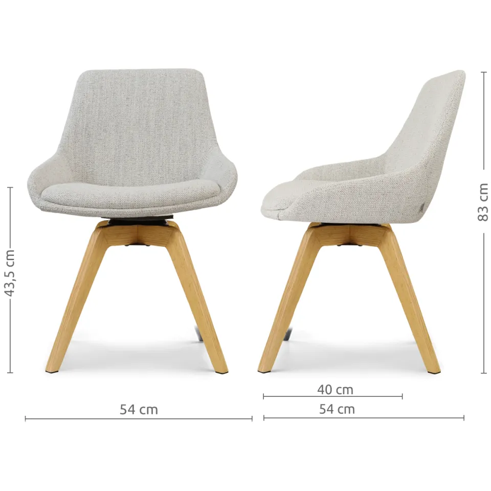 Nolon Noor-Isa draaibare eetkamerstoel beige gemêleerd - houten onderstel, foto 3