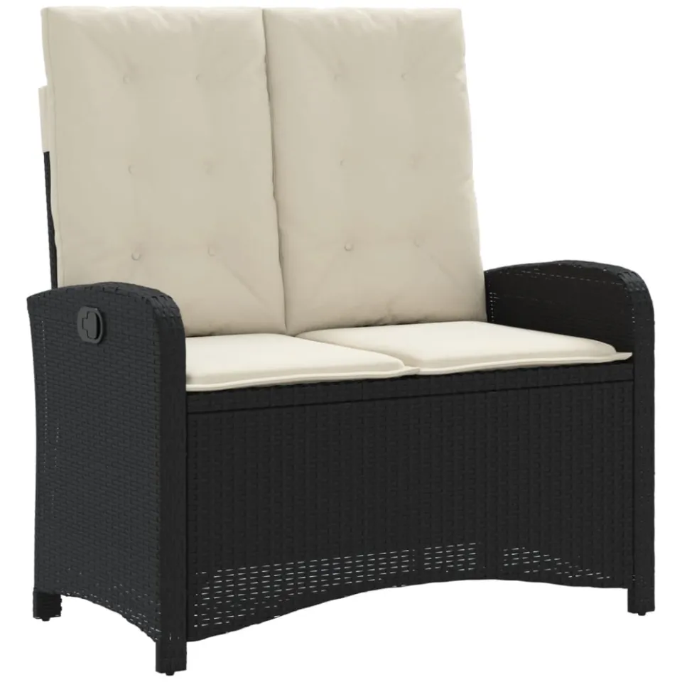 vidaXL 2-delige Tuinset met kussens poly rattan zwart