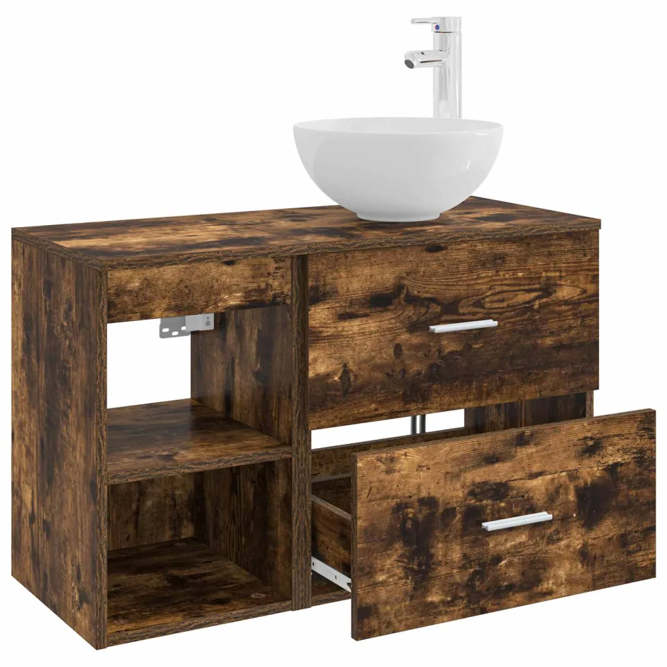 vidaXL Badkamerkastenset 2 st Gerookt eiken 79,5 x 35 x 80 cm, foto 4