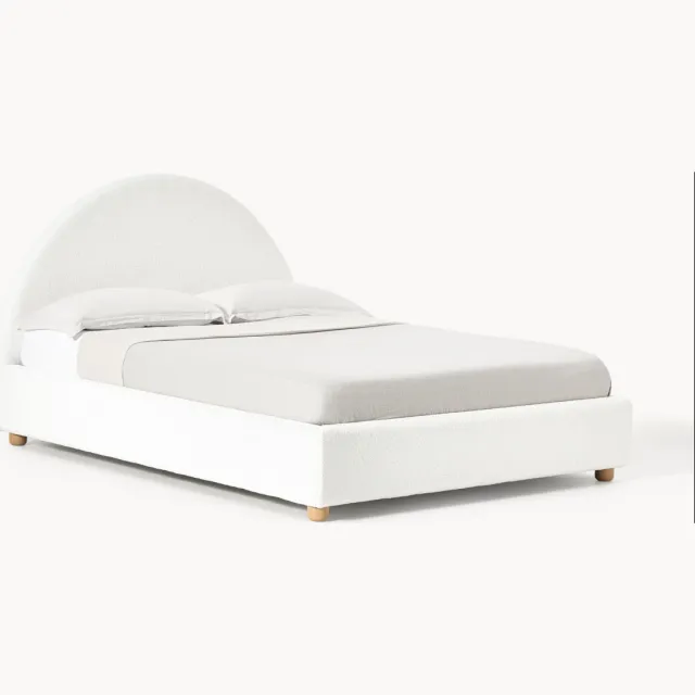 Westwing Collection Teddy gestoffeerd bed Ebba Wit