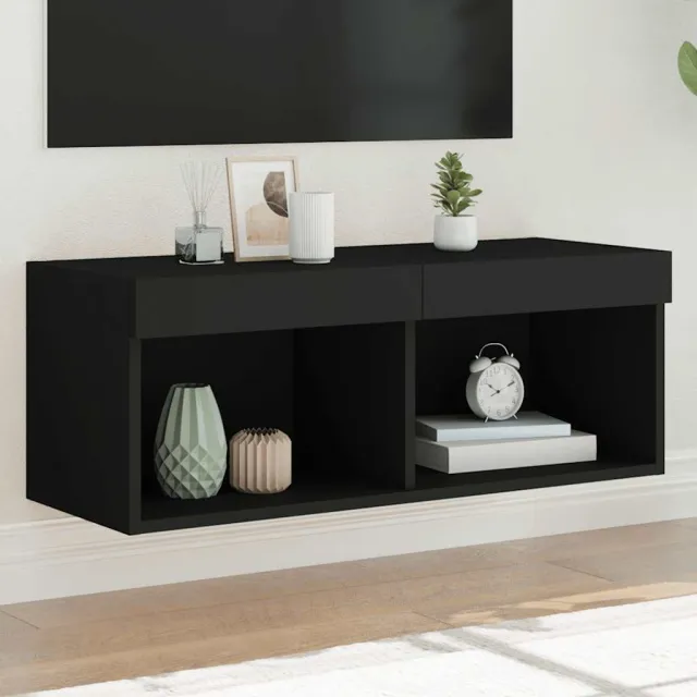 vidaXL Tv-meubel met LED-verlichting 80x30x30 cm zwart, foto 2