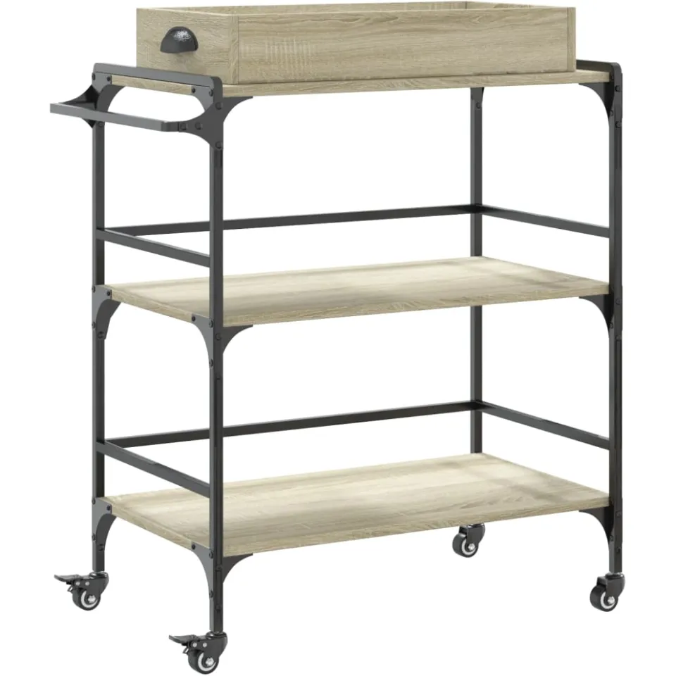 vidaXL Keukentrolley 81,5x41x92,5 cm bewerkt hout sonoma eikenkleurig Bruin