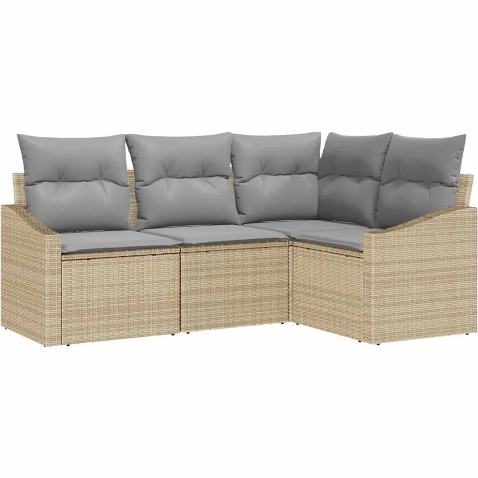 vidaXL Tuinbankenset 4 st Beige en Licht Grijs poly rattan