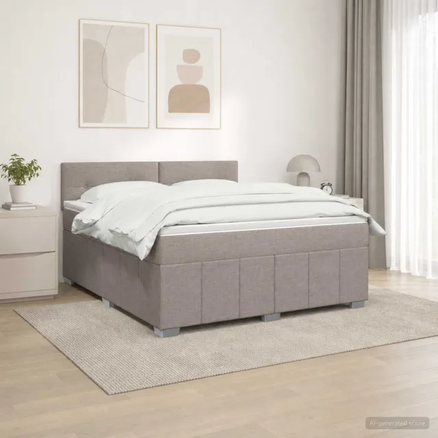 vidaXL Boxspringbed met matras met hoofdeinde Taupe 140 x 190 cm Stof