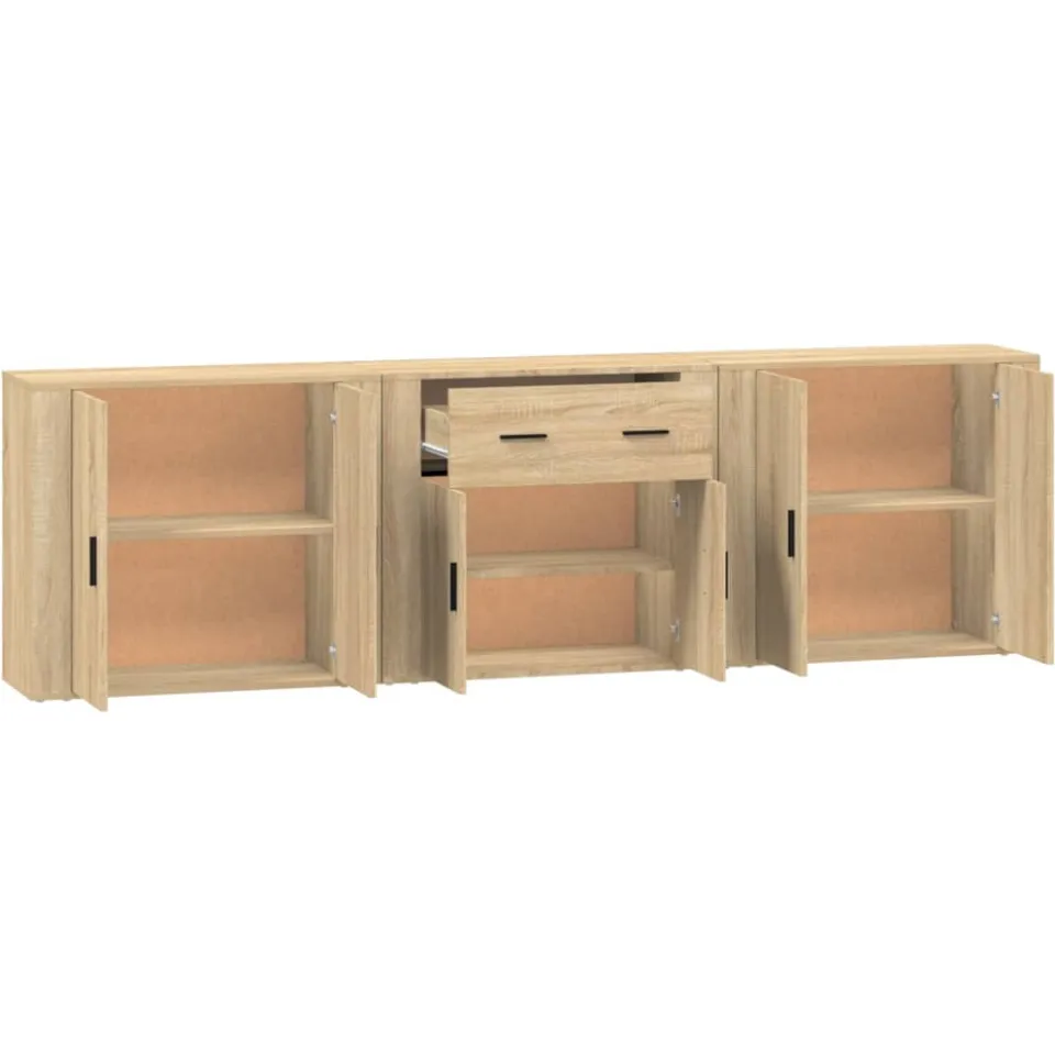 vidaXL Dressoirs 3 st bewerkt hout sonoma eiken, foto 4
