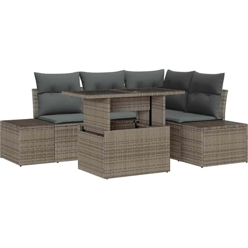 vidaXL Tuin Sofa Set 5 st Grijs poly rattan