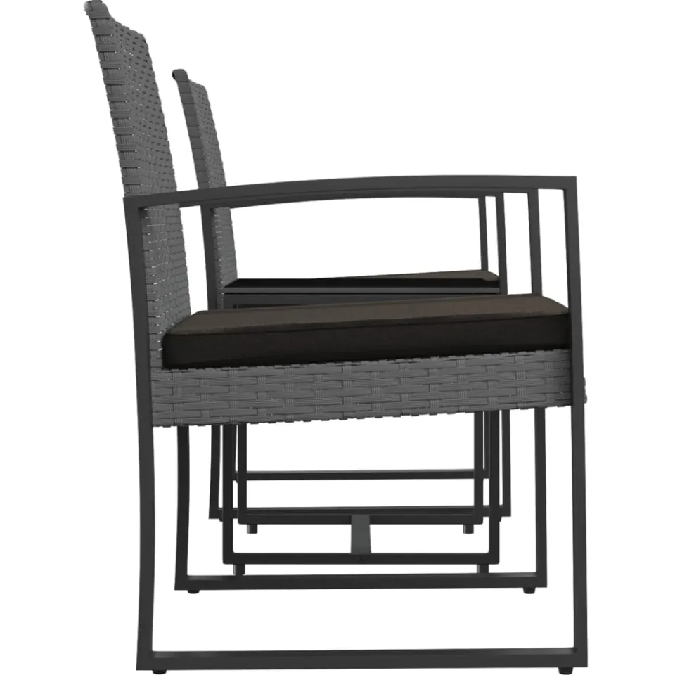 vidaXL 3-delige Tuinset met kussens polypropeen rattan donkergrijs grijs, foto 4