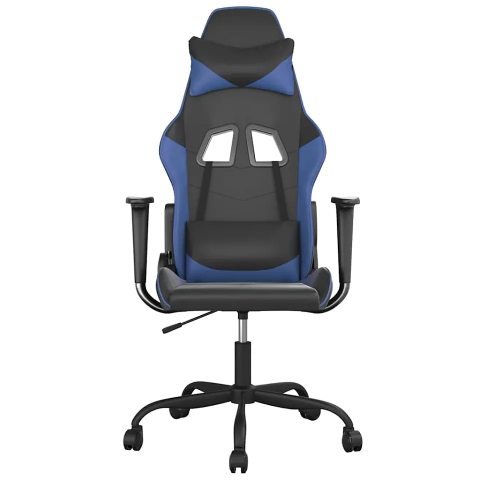 vidaXL Gamestoel kunstleer zwart en blauw