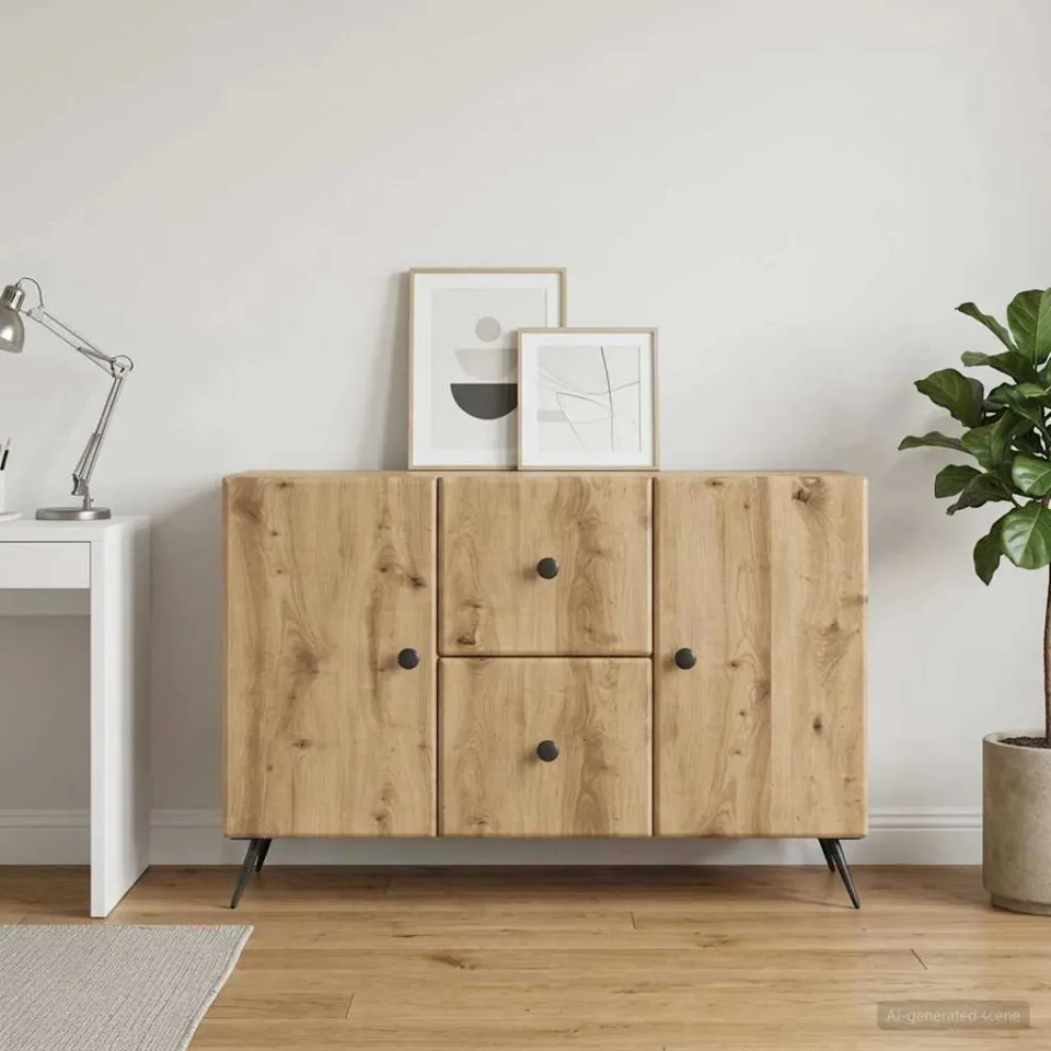 vidaXL Dressoir Artisanaal eiken 89 x 34,5 x 60 cm Bewerkt hout, foto 3