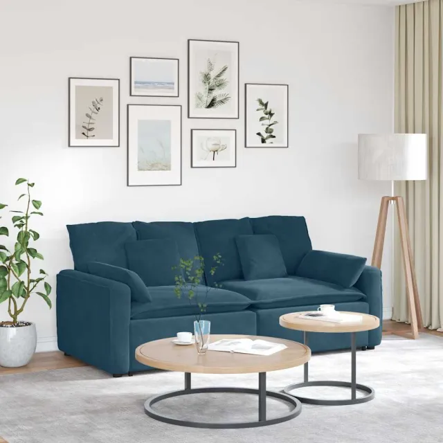 vidaXL Modulaire bank met kussens blauw