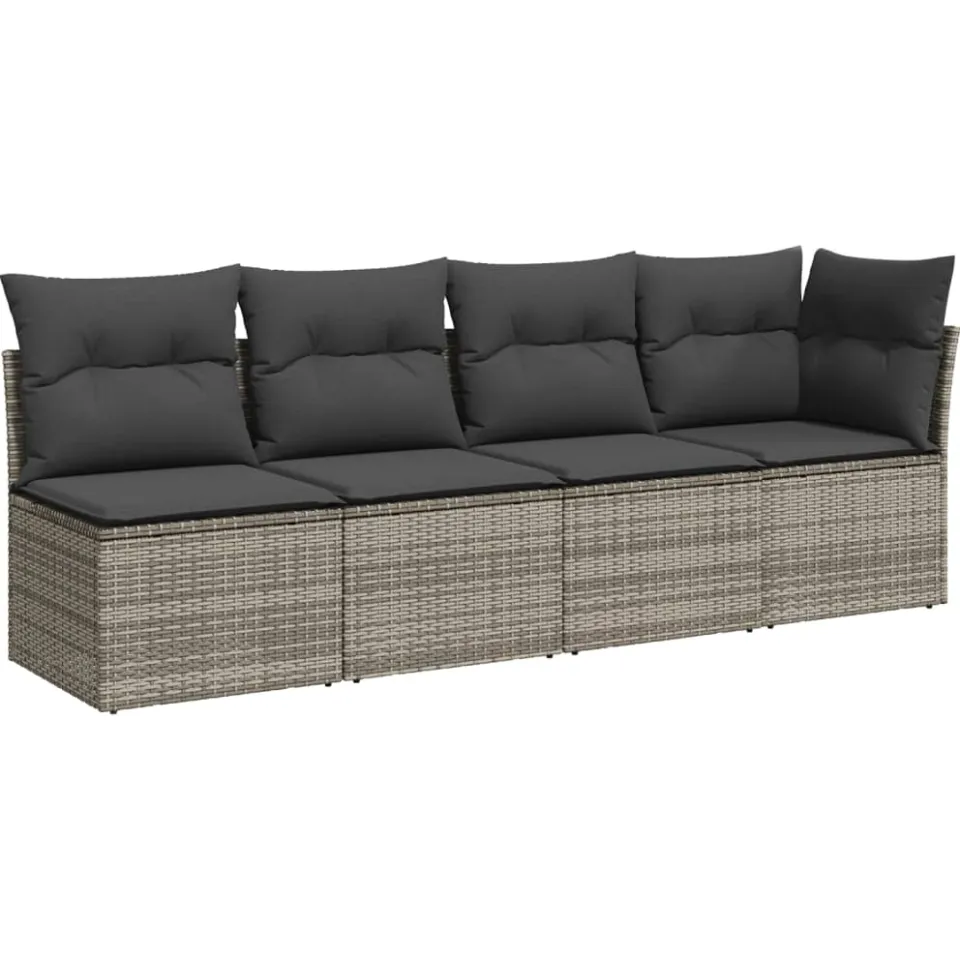 vidaXL 11-delige Loungeset met kussens poly rattan grijs, foto 4