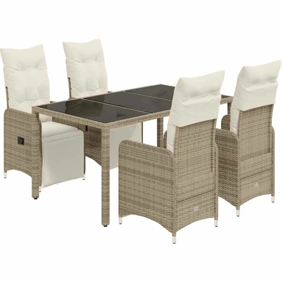 vidaXL 5-delige Bistroset met kussens poly rattan bruin, foto 3