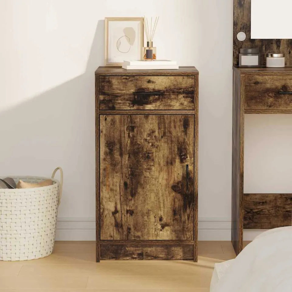vidaXL Dressoir Gerookt eiken 40 x 40,5 x 75 cm Bewerkt hout, foto 3