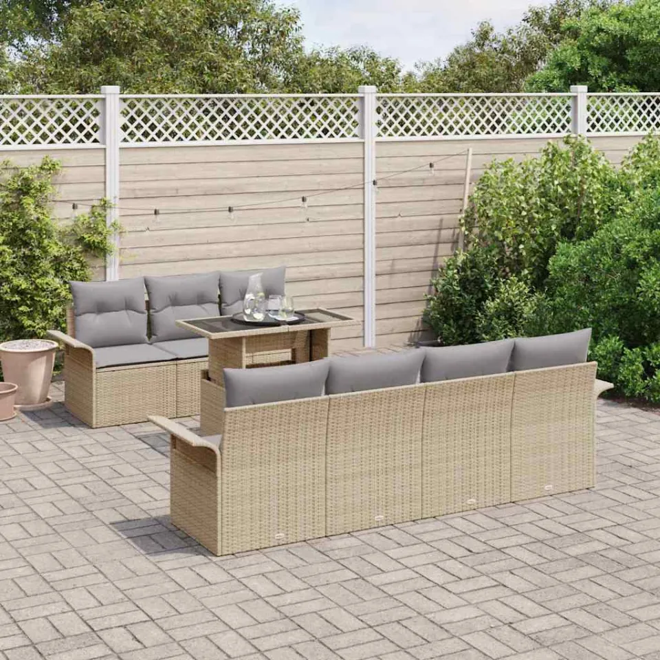 vidaXL Tuin Sofa Set 8 st Beige [Synthetisch]: Poly Rattan, foto 2