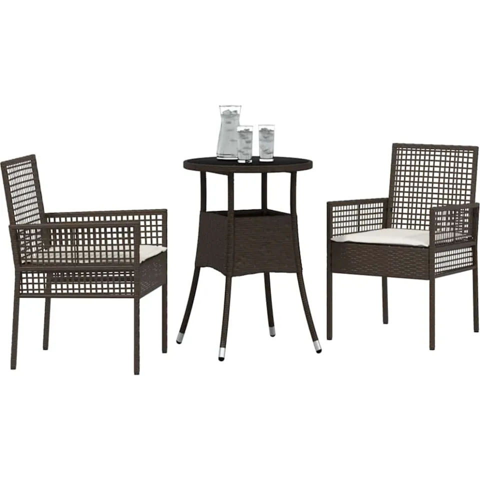 vidaXL Tuin eettafelset 3 st Bruin poly rattan