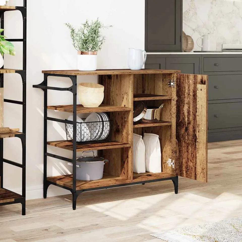 vidaXL Keuken Trolley Oudhout 87.5 x 39 x 84.5 cm Bewerkt hout bruin, foto 4