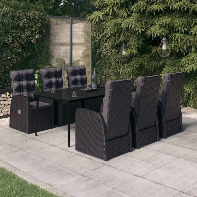vidaXL 7-delige Tuinset met kussens zwart, foto 2
