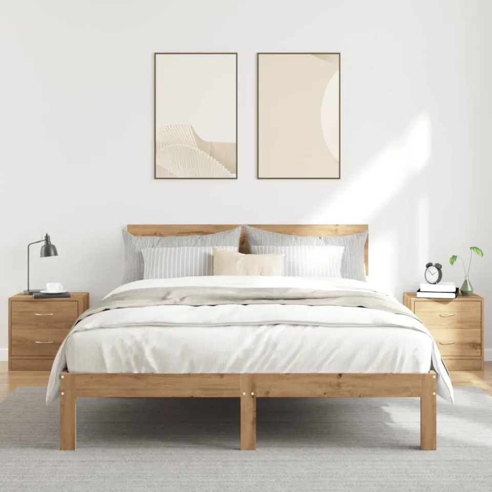 vidaXL Nachtkastjes 2 st 40x30x40 cm bewerkt hout artisanaal eiken, foto 2