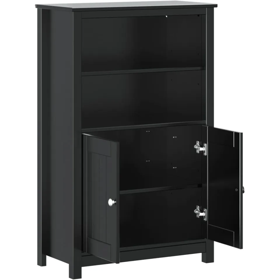 vidaXL Badkamerkast BERG 69,5x34x110 cm massief grenenhout zwart, foto 4