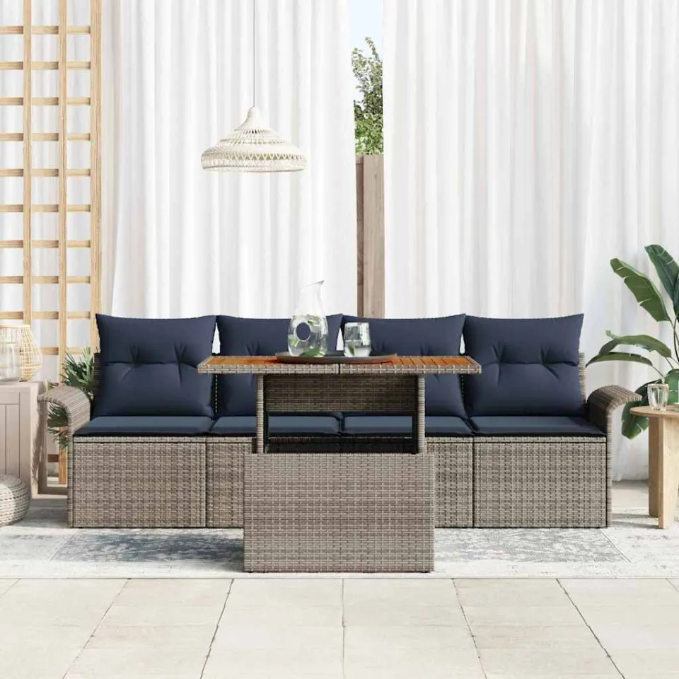 vidaXL Tuin Sofa Set 5 st Grijs Poly riet, foto 3