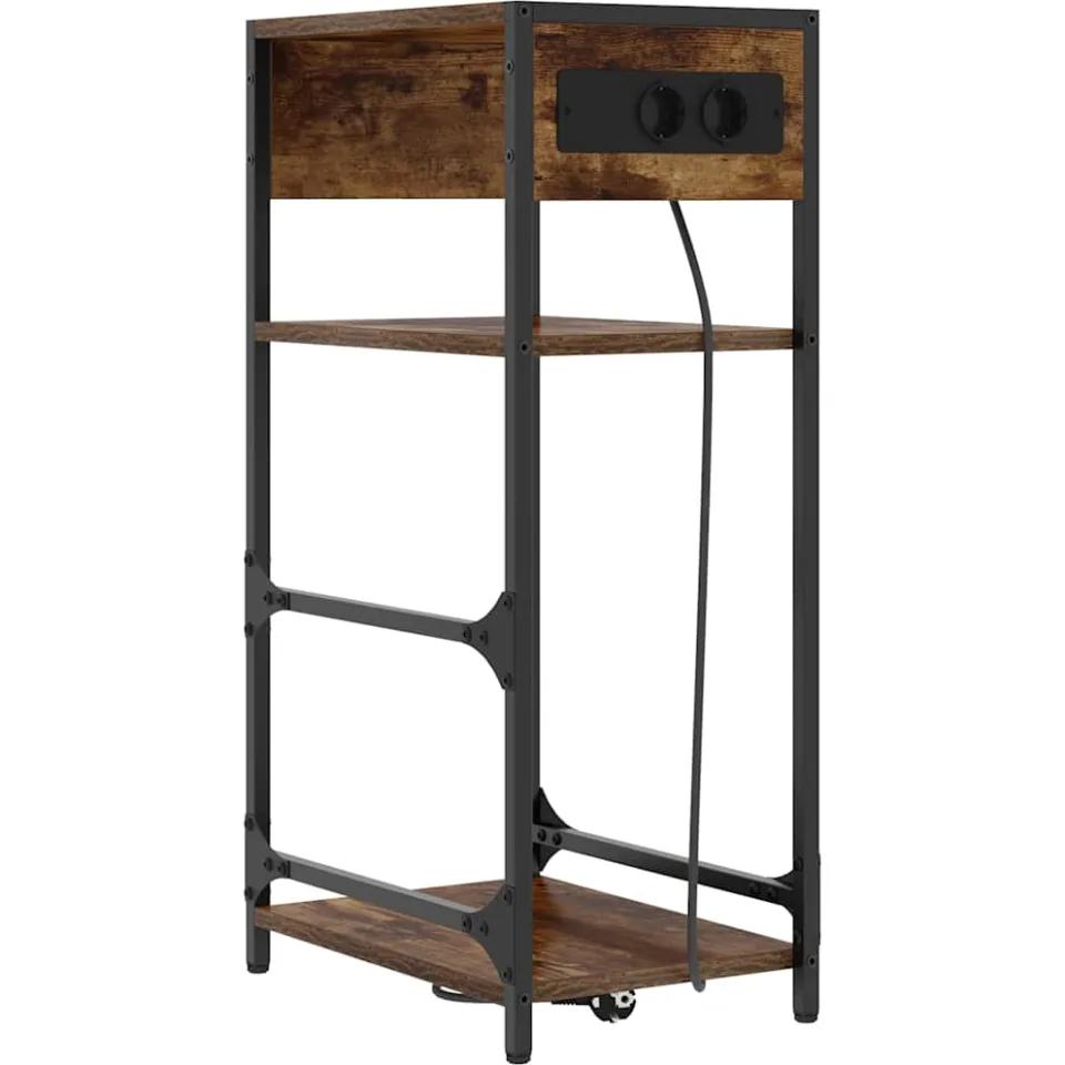 vidaXL Nachtkastje Gerookt eiken 40 x 27 x 76 cm Bewerkt hout Bruin