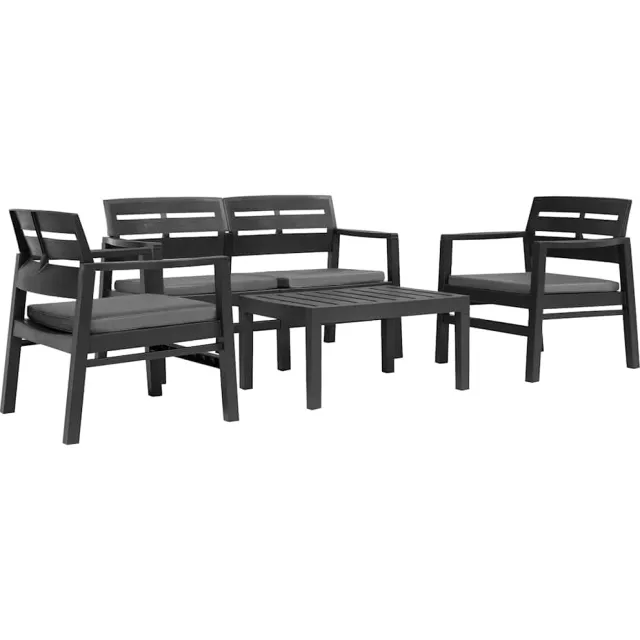 vidaXL 4-delige Loungeset kunststof antraciet