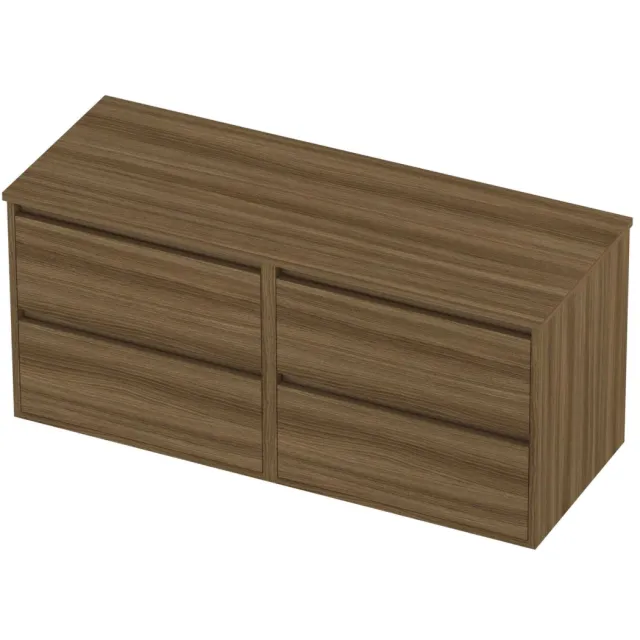 Proline Deck Badmeubelset Greeploos Symmetrisch Kader 120x46x54 cm Caramel Walnut Houtlook